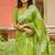Printed floral ethnic motifs linen digital saree with blouse piece