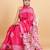Printed floral ethnic motifs linen digital saree with blouse piece