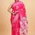 Printed floral ethnic motifs linen digital saree with blouse piece