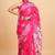 Printed floral ethnic motifs linen digital saree with blouse piece