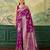 Woven design floral zari silk blend handloom banarasi saree with blouse piece