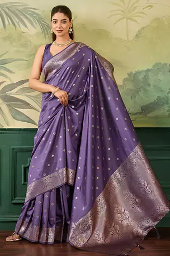 Woven design zari silk blend handloom banarasi saree with blouse piece