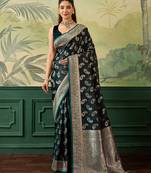 Woven design zari satin handloom mysore silk saree with blouse piece