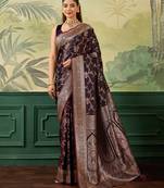 Woven design zari satin handloom mysore silk saree with blouse piece