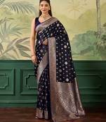 Woven design zari satin handloom mysore silk saree with blouse piece