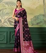 Woven design zari satin handloom mysore silk saree with blouse piece