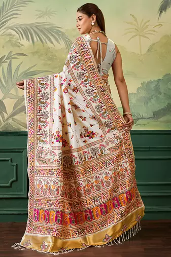 Floral zari pashmina handloom venkatgiri saree with blouse piece