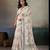 Printed floral ethnic motifs linen digital saree with blouse piece