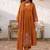 Orange floral embroidered cotton paneled kurta set with pant & dupatta