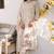 Beige floral embroidered cotton paneled kurta set with pant & dupatta