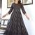 Navy blue floral printed mirror work ethnic kurta for women