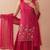 Women floral embroidered regular sequinned silk crepe kurta with sharara & with dupatta