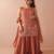 Women floral embroidered regular sequinned silk crepe kurta with sharara & with dupatta