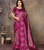faux Kanjivaram banarasi jacquard silk blend saree with unstiched blouse piece