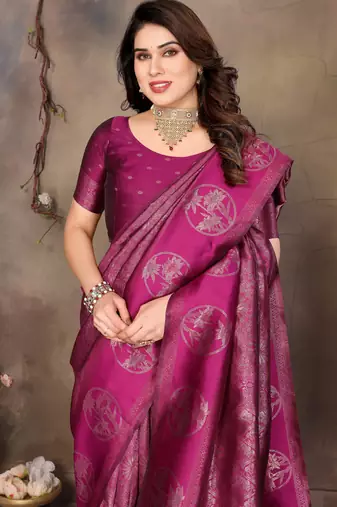 faux Kanjivaram banarasi jacquard silk blend saree with unstiched blouse piece