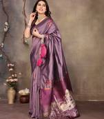 faux Kanjivaram banarasi jacquard silk blend saree with unstiched blouse piece