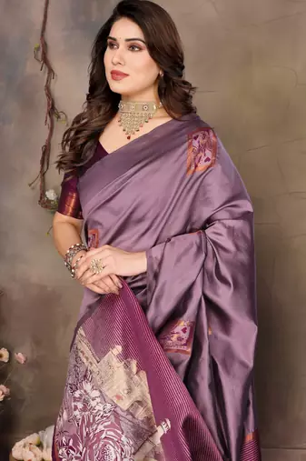 faux Kanjivaram banarasi jacquard silk blend saree with unstiched blouse piece