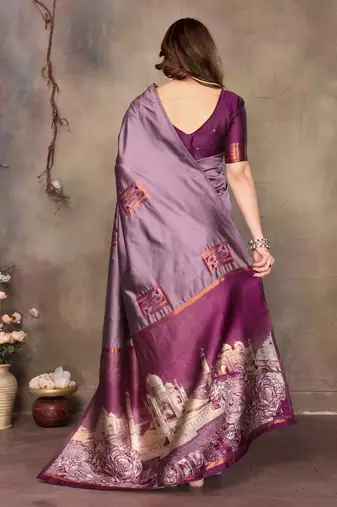 faux Kanjivaram banarasi jacquard silk blend saree with unstiched blouse piece