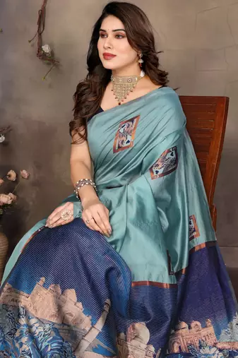 faux Kanjivaram banarasi jacquard silk blend saree with unstiched blouse piece