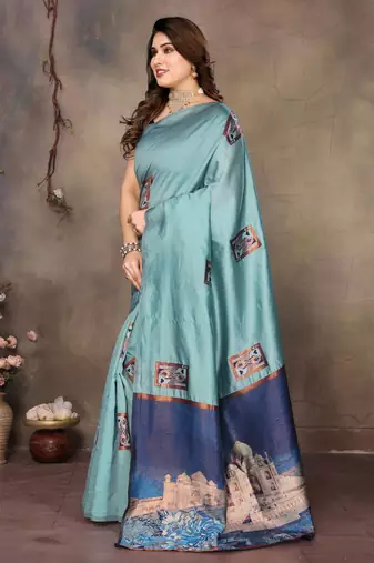 faux Kanjivaram banarasi jacquard silk blend saree with unstiched blouse piece