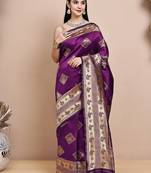 faux Kanjivaram banarasi jacquard silk blend saree with unstiched blouse piece
