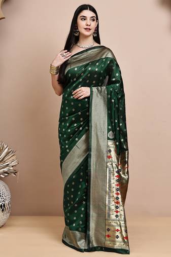 faux Kanjivaram banarasi jacquard silk blend saree with unstiched blouse piece