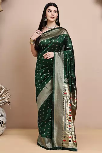 faux Kanjivaram banarasi jacquard silk blend saree with unstiched blouse piece