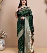 faux Kanjivaram banarasi jacquard silk blend saree with unstiched blouse piece