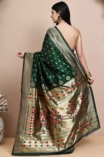 faux Kanjivaram banarasi jacquard silk blend saree with unstiched blouse piece