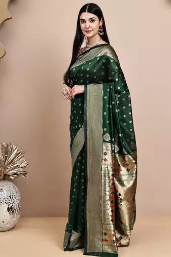 faux Kanjivaram banarasi jacquard silk blend saree with unstiched blouse piece