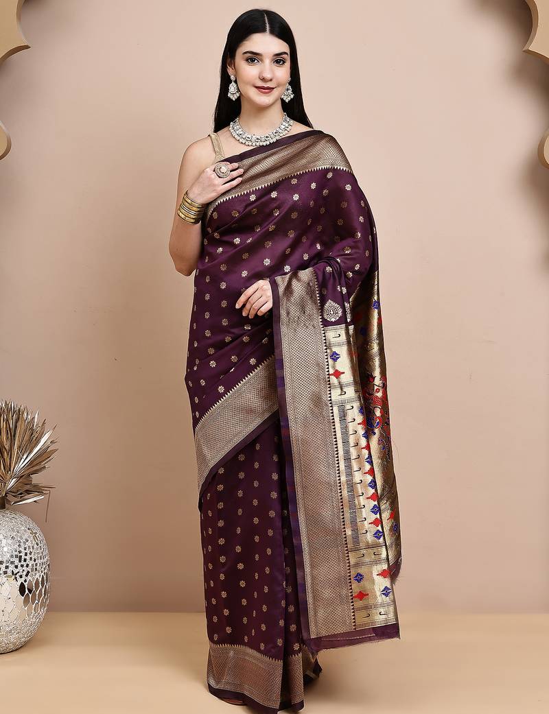 faux Kanjivaram banarasi jacquard silk blend saree with unstiched blouse piece