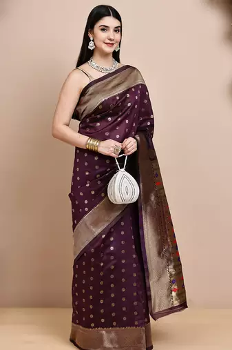 faux Kanjivaram banarasi jacquard silk blend saree with unstiched blouse piece