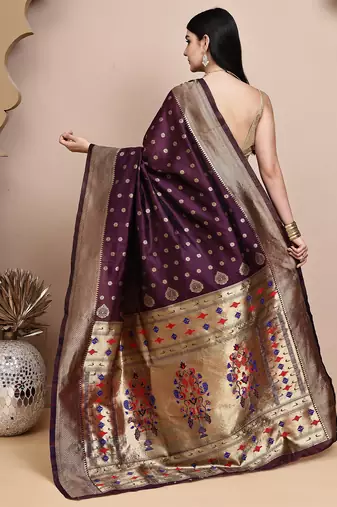 faux Kanjivaram banarasi jacquard silk blend saree with unstiched blouse piece