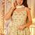 Cream green floral printed pure muslin a-line kurta set with dupatta
