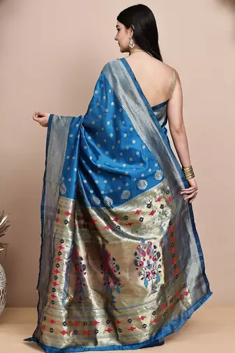faux Kanjivaram banarasi jacquard silk blend saree with unstiched blouse piece
