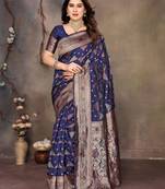 faux Kanjivaram banarasi jacquard silk blend saree with unstiched blouse piece