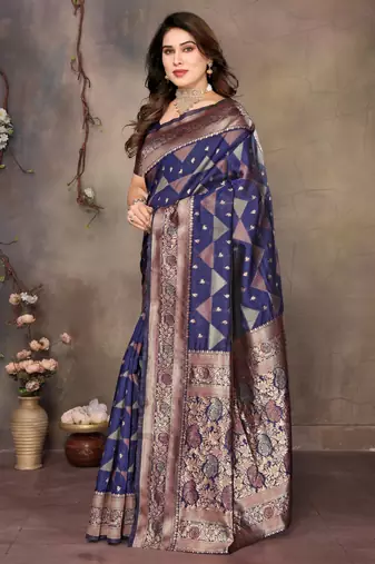 faux Kanjivaram banarasi jacquard silk blend saree with unstiched blouse piece