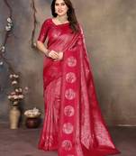 faux Kanjivaram banarasi jacquard silk blend saree with unstiched blouse piece