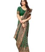 faux Kanjivaram banarasi jacquard silk blend saree with unstiched blouse piece