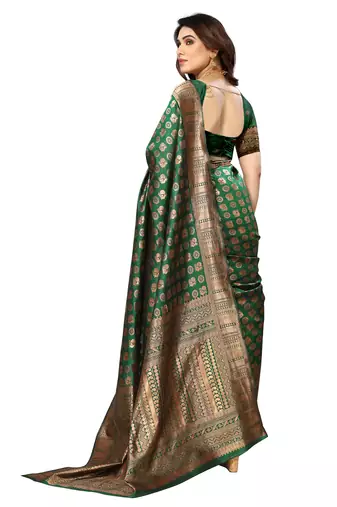 faux Kanjivaram banarasi jacquard silk blend saree with unstiched blouse piece