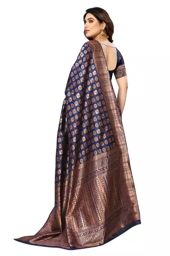 faux Kanjivaram banarasi jacquard silk blend saree with unstiched blouse piece
