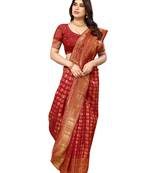 faux Kanjivaram banarasi jacquard silk blend saree with unstiched blouse piece