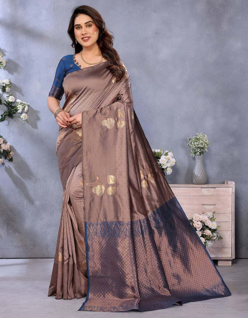 faux Kanjivaram banarasi jacquard silk blend saree with unstiched blouse piece