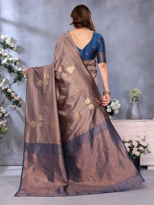faux Kanjivaram banarasi jacquard silk blend saree with unstiched blouse piece 2