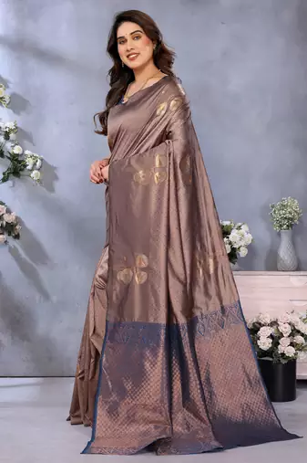 faux Kanjivaram banarasi jacquard silk blend saree with unstiched blouse piece