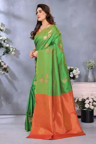 faux Kanjivaram banarasi jacquard silk blend saree with unstiched blouse piece