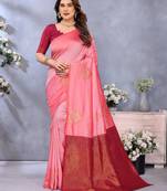 faux Kanjivaram banarasi jacquard silk blend saree with unstiched blouse piece