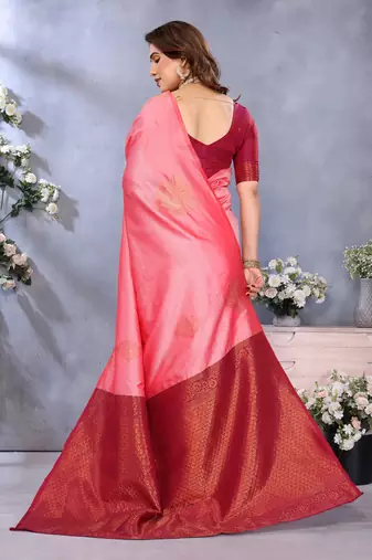 faux Kanjivaram banarasi jacquard silk blend saree with unstiched blouse piece