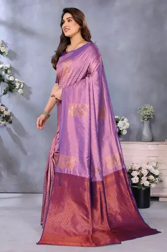 faux Kanjivaram banarasi jacquard silk blend saree with unstiched blouse piece