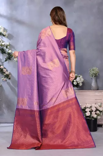 faux Kanjivaram banarasi jacquard silk blend saree with unstiched blouse piece